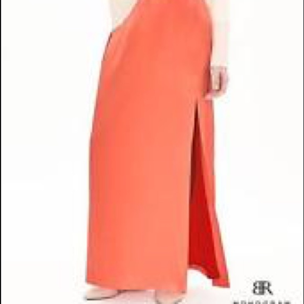 NWT BR 100% SILK CORAL MAXI SKIRT W FRONT SLIT